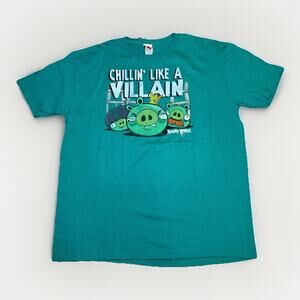 Angry Birds Villain Graphic T Shirt XL Green Short Sleeve Soft Spun Tee NWOT